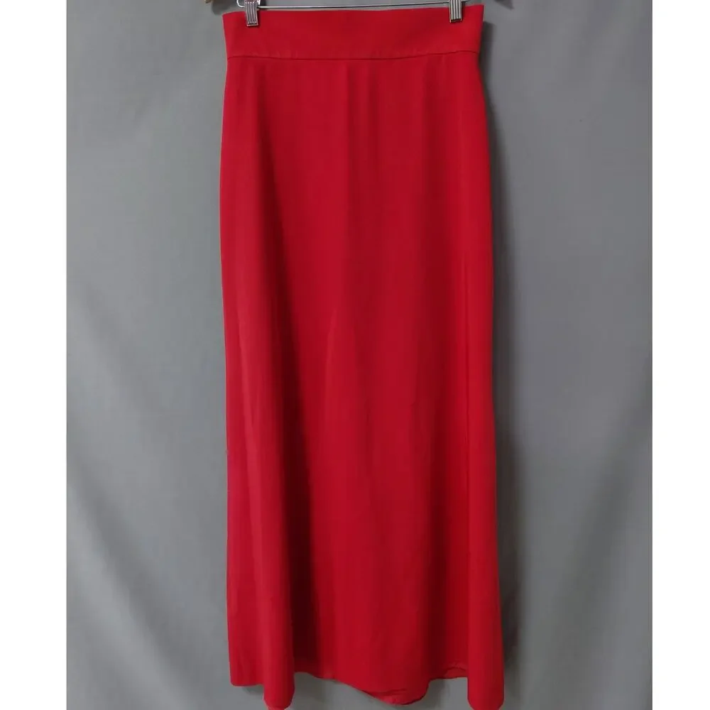 Paola Cantagalli Red Knit Elastic Waist Maxi Skirt Women See Measurements